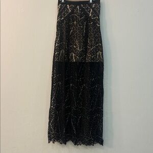 Elegant Black Lace Maxi Skirt